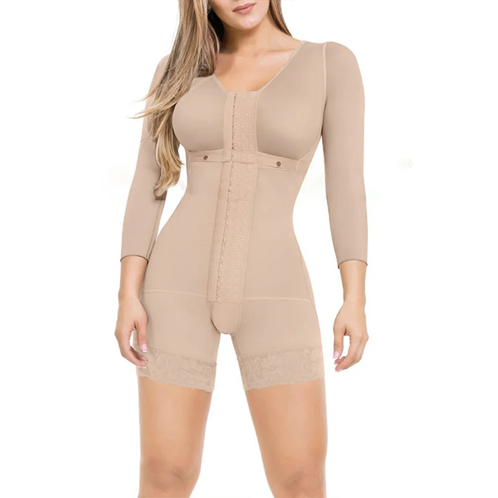 Women's Corset Firm Control Shapewear Full body Fajas Long Sleeves Waist Trainer Slimming Bodysuit Post Surgery High Compression