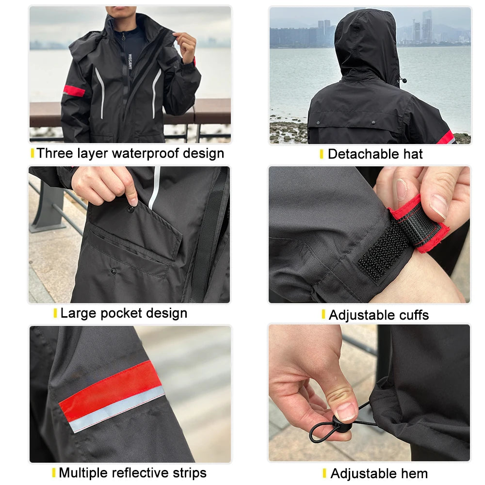 Motorcycle Raincoat Suit Rainstorm Prevention Jacket Pants Camping Hiking Fishing Raincoat Moto Raincoat Motorcyclist Rider Rain