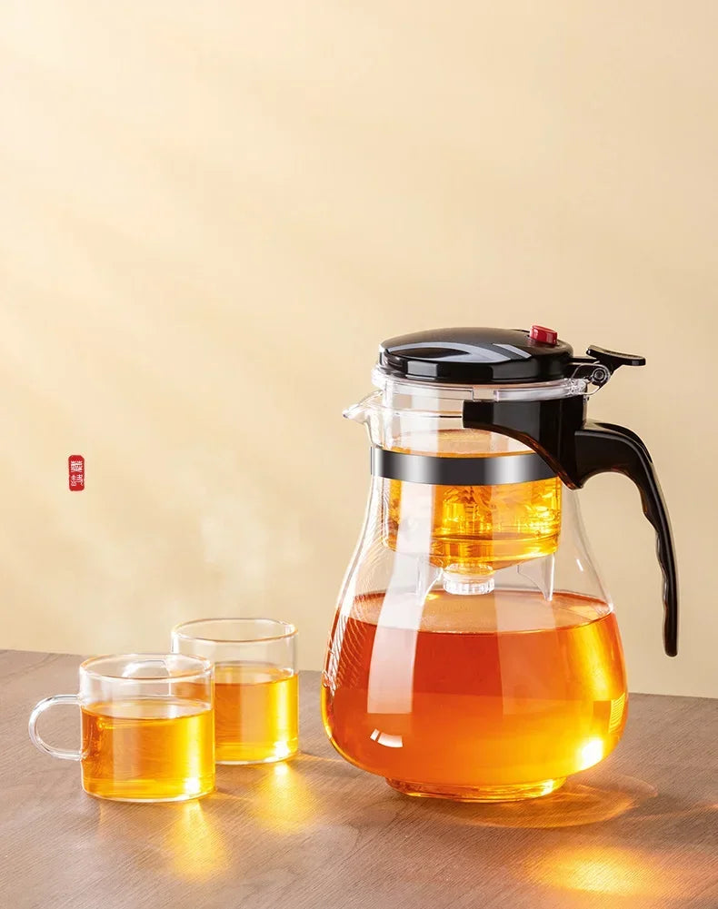Teapot With Infuser Thickened Glass Heated Resistant Tea Pot One-button Filtering Tea Separation Kettle Tea Coffee Maker