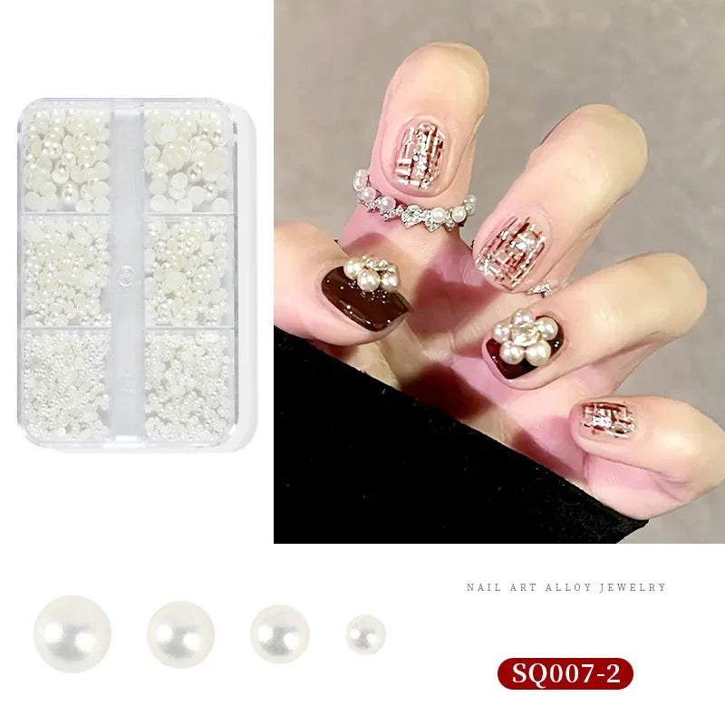 3D Nail Art Rhinestones Nail Decorations Gems Crystal Pearl Butterfly Half Beads Nail Art DIY Decoration Wholesale Mix Size