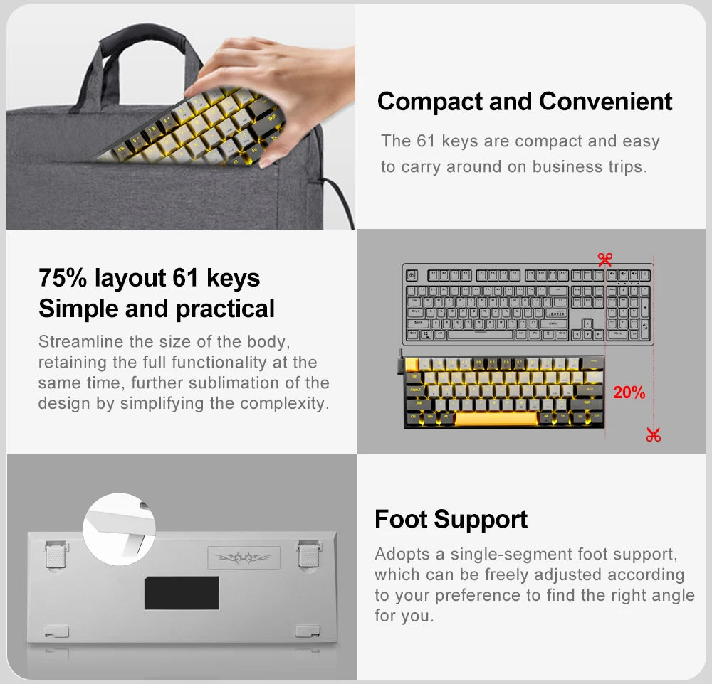 E-YOOSO Z11 USB Mechanical Gaming Wired Keyboard Red Switch 61 Keys Gamer Russian Brazilian Portuguese for Computer PC Laptop