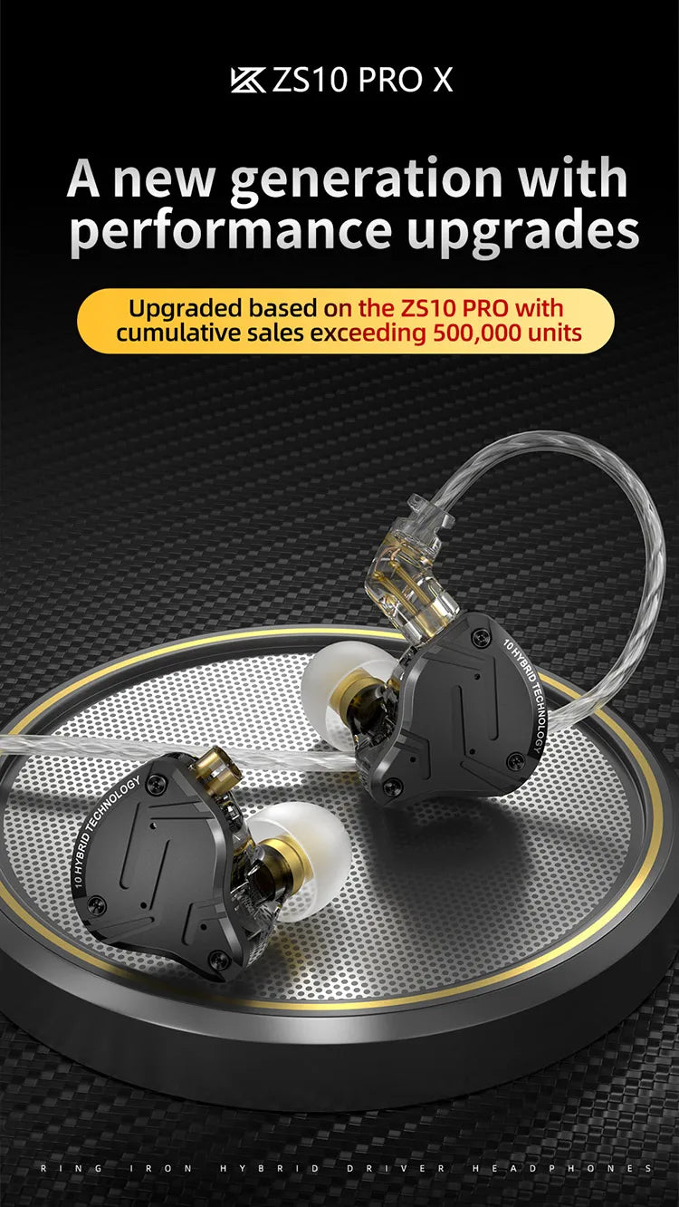 KZ ZS10 PRO X HIFI Bass Metal Hybrid In-ear Earphone Sport Noise Cancelling Headset Earbuds