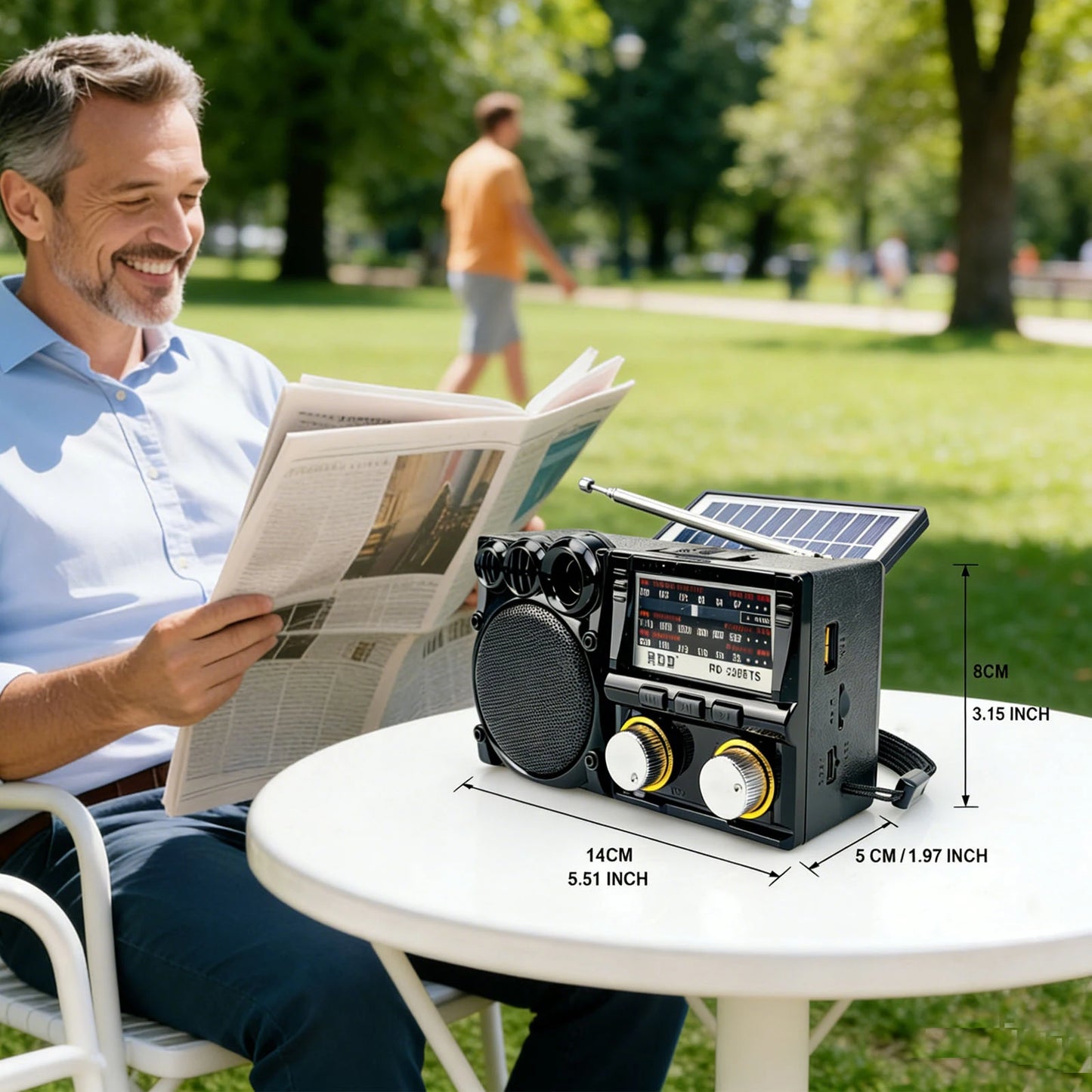 Portable FM AM SW Radio Solar  Radio Receiver Bluetooth Speaker TF Card USB Drive MP3 Music Player Rechargeable Battery