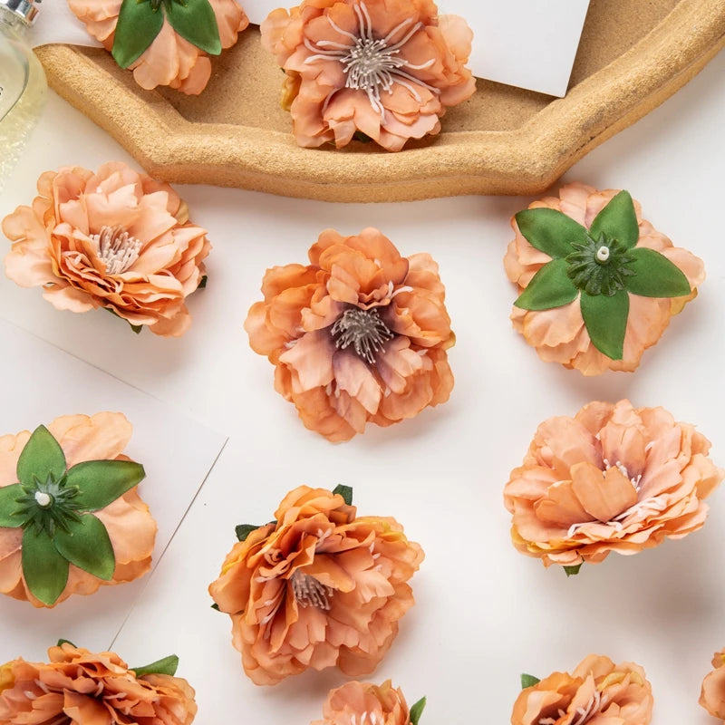 5/10pcs Artificial Flower Silk Peony Scrapbook Diy Home Vase Christmas Wreath Wedding Wall Decoration Garden Arch Accessories