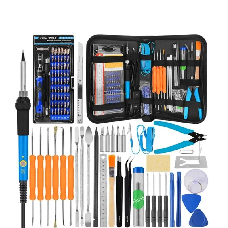 60W 98-in-1 Soldering Iron Screwdriver Set Adjustable Temperature Flux Tool Tin Wire Tweezers