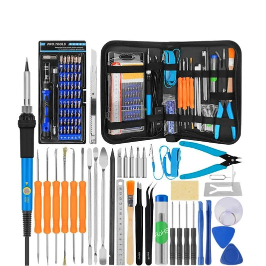 60W 98-in-1 Soldering Iron Screwdriver Set Adjustable Temperature Flux Tool Tin Wire Tweezers