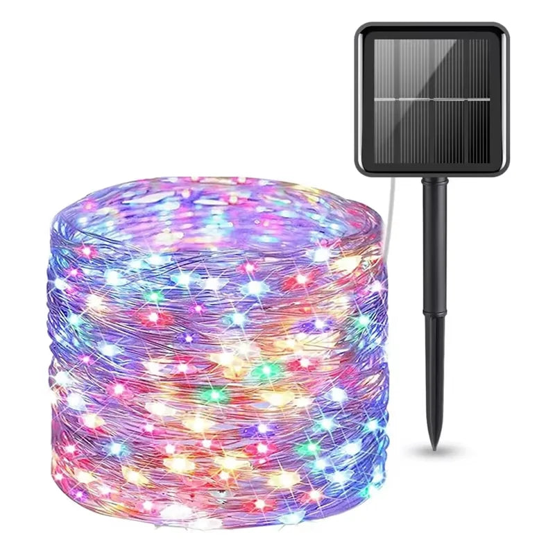 1pc Warm And Colorful Solar String Lights Outdoor Waterproof Led Courtyard Tree Wedding Flashing Lights Solar String Lights