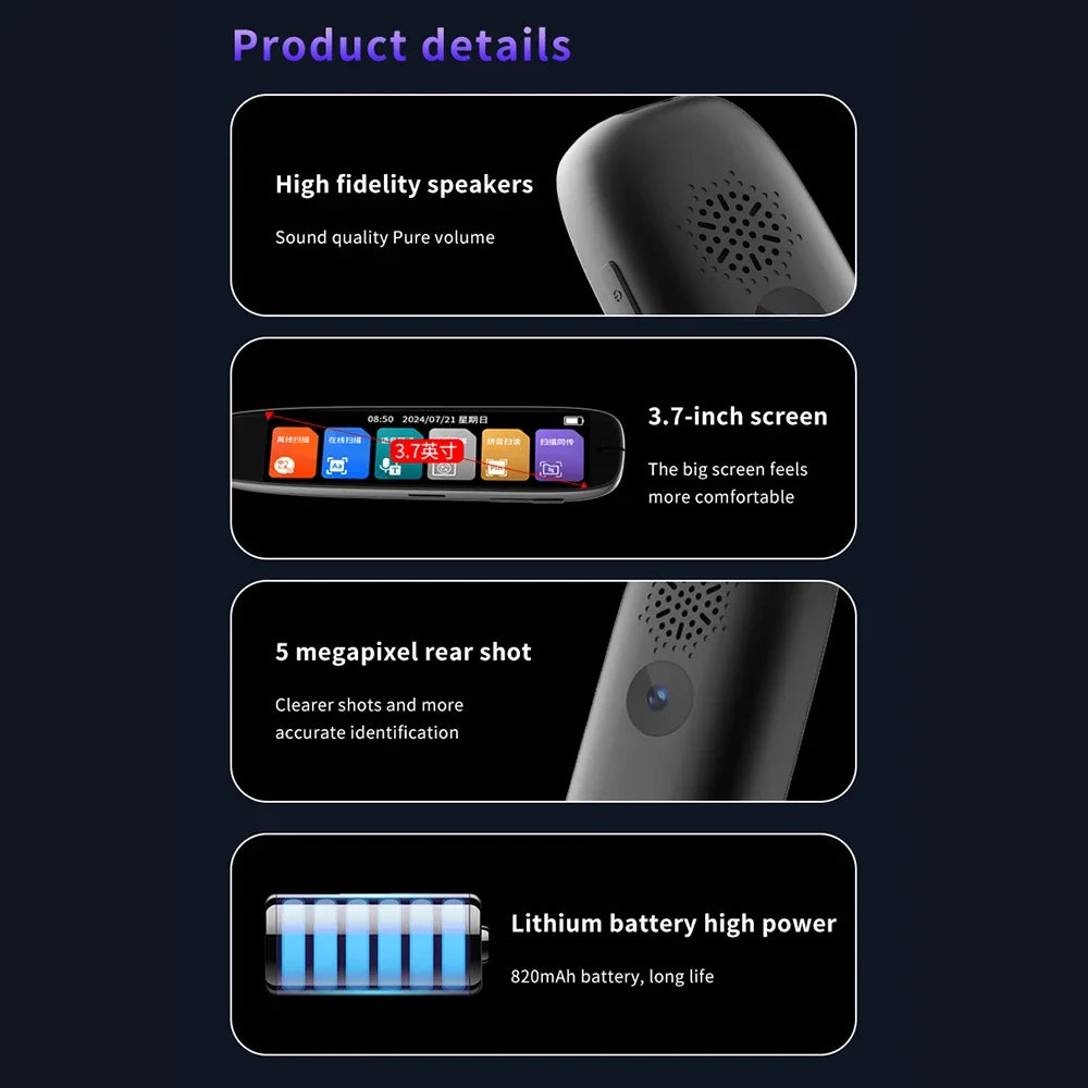 S65pro Dictionary Translation Pen Scan Reader Device Text Scanning Reading Translator WiFi/BT Connection Online Photo Translate