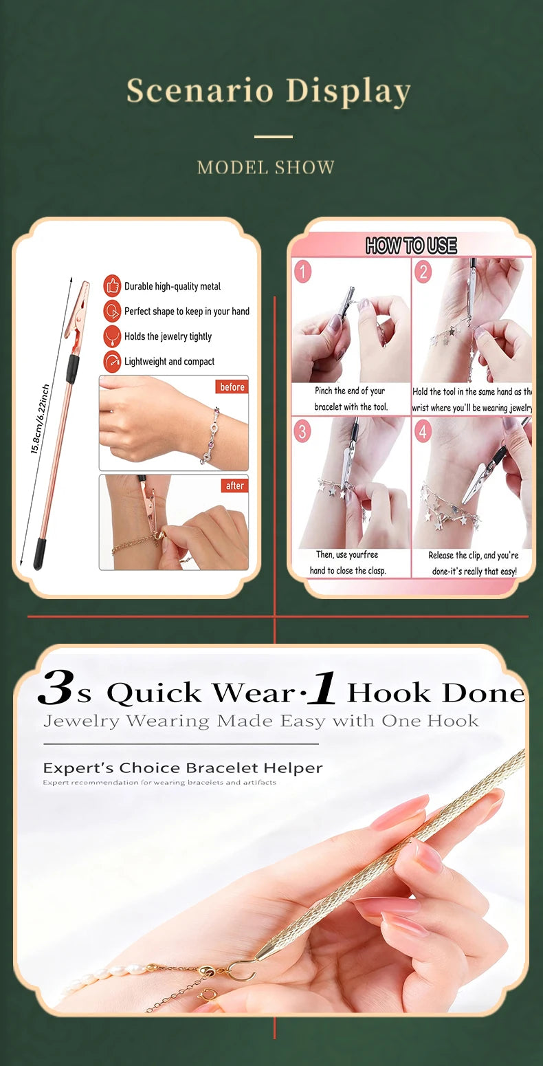 Easy Install Bracelet Fasteners Tool,Release Hand Bracelet Helpers,Jewelry Assistance Fastener Tool for Bracelet Linking Tool
