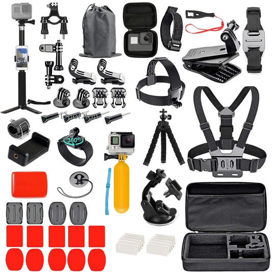 Action Camera Accessories Set For Gopro Hero13 12 11 10For Xiaomi Yi Insta360 X4 X3 Case Kit Strap Mount Selfie Stick Motorcycle
