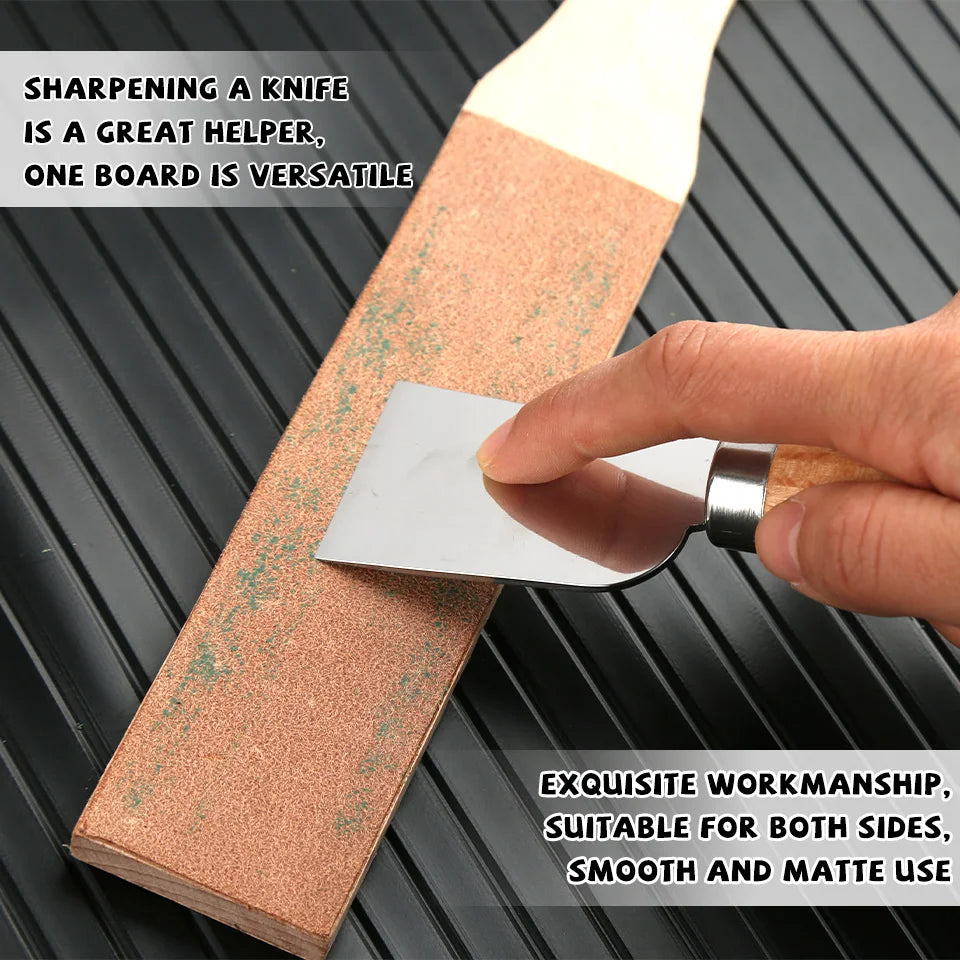 MIUSIE Wood Leather Sharpening Board Polishing Board Leather Knife Sharpener Sharpening Strop Tool Double Sided Polishing Board