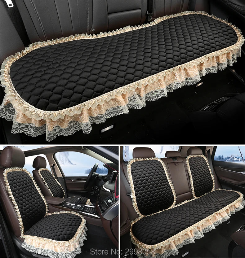 Winter Warm Plush Car Seat Cover Velvet Lace Seat Cushion Pad Auto Chair Car Seat Protector For Lady Girl Women