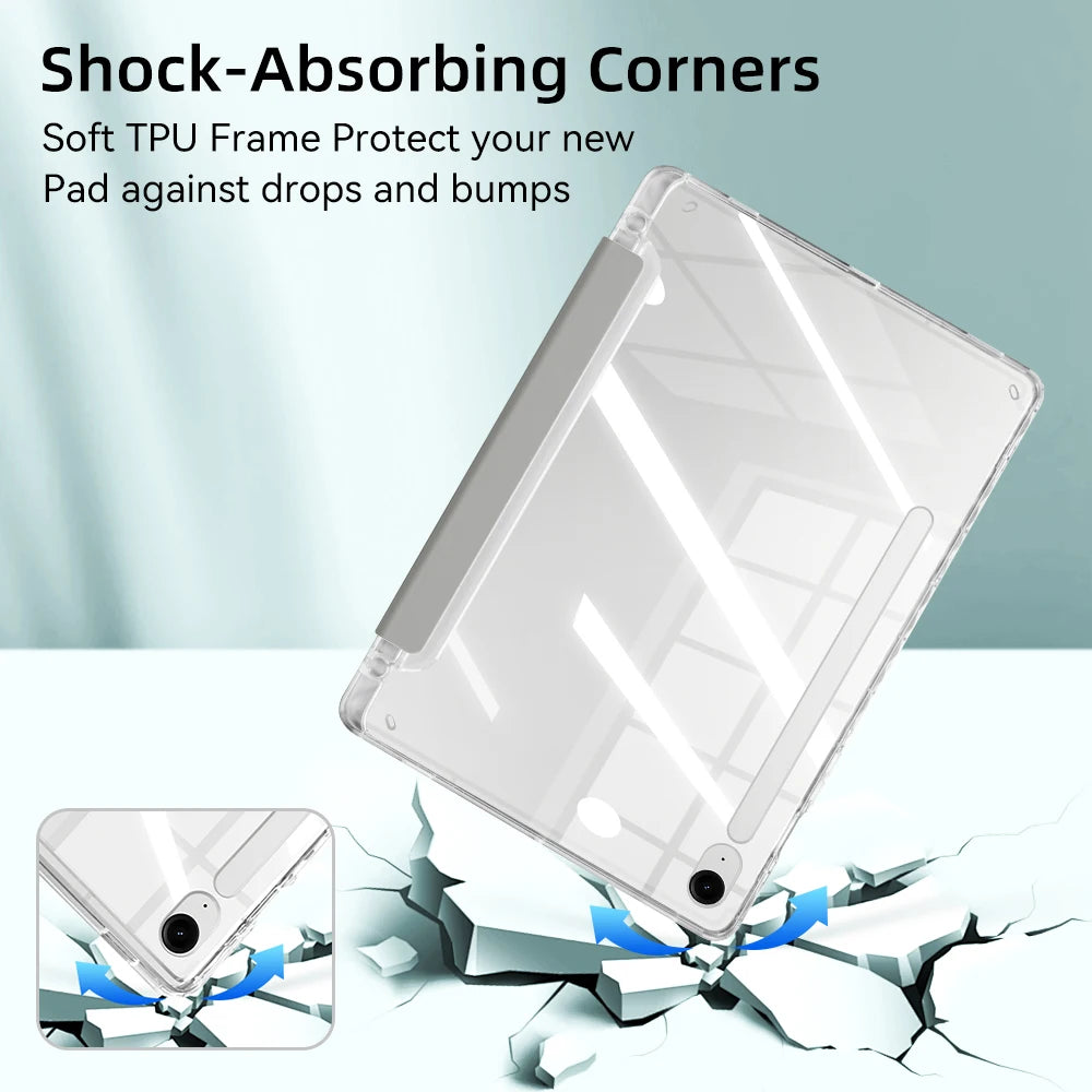 Clear Case for Samsung Galaxy Tab S9 11 S9 FE A9 8.7 inch A9 Plus S10 FE S9 Plus S10 Plus 12.4 Y-shaped Casing with Pencil Holde