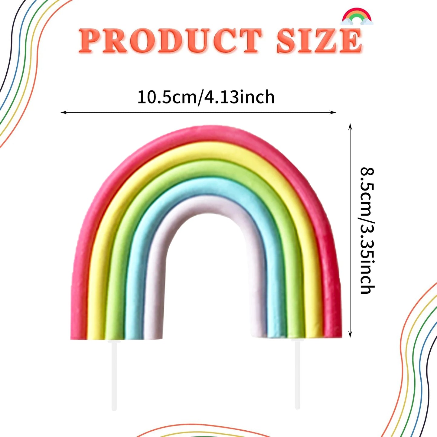 Rainbow Cake Toppers,Three-Dimensional Cloud Rainbow Design Cake Picks for Party Birthday Wedding Cake Decorations Supplies