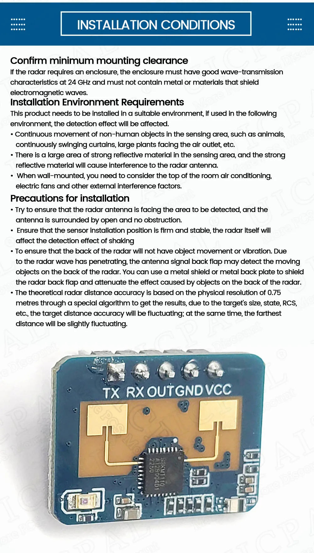 LD2410C 24GHz Human Presence Sensor FMCW Wave Radar Induction Module Body Heartbeat Detection Sensors High Accuracy