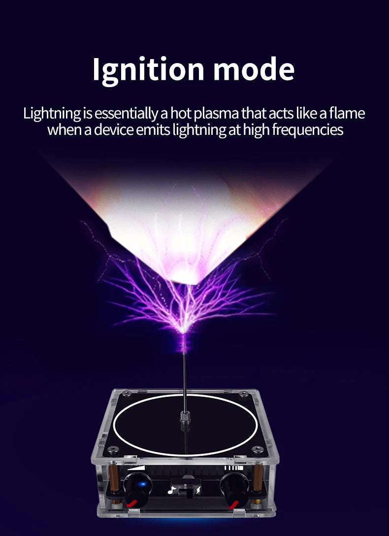 Music Tesla Coil Bluetooth/AUX Dual Mode Music Box Artificial Lightning Touchable Audio Input Bluetooth Science Experiments