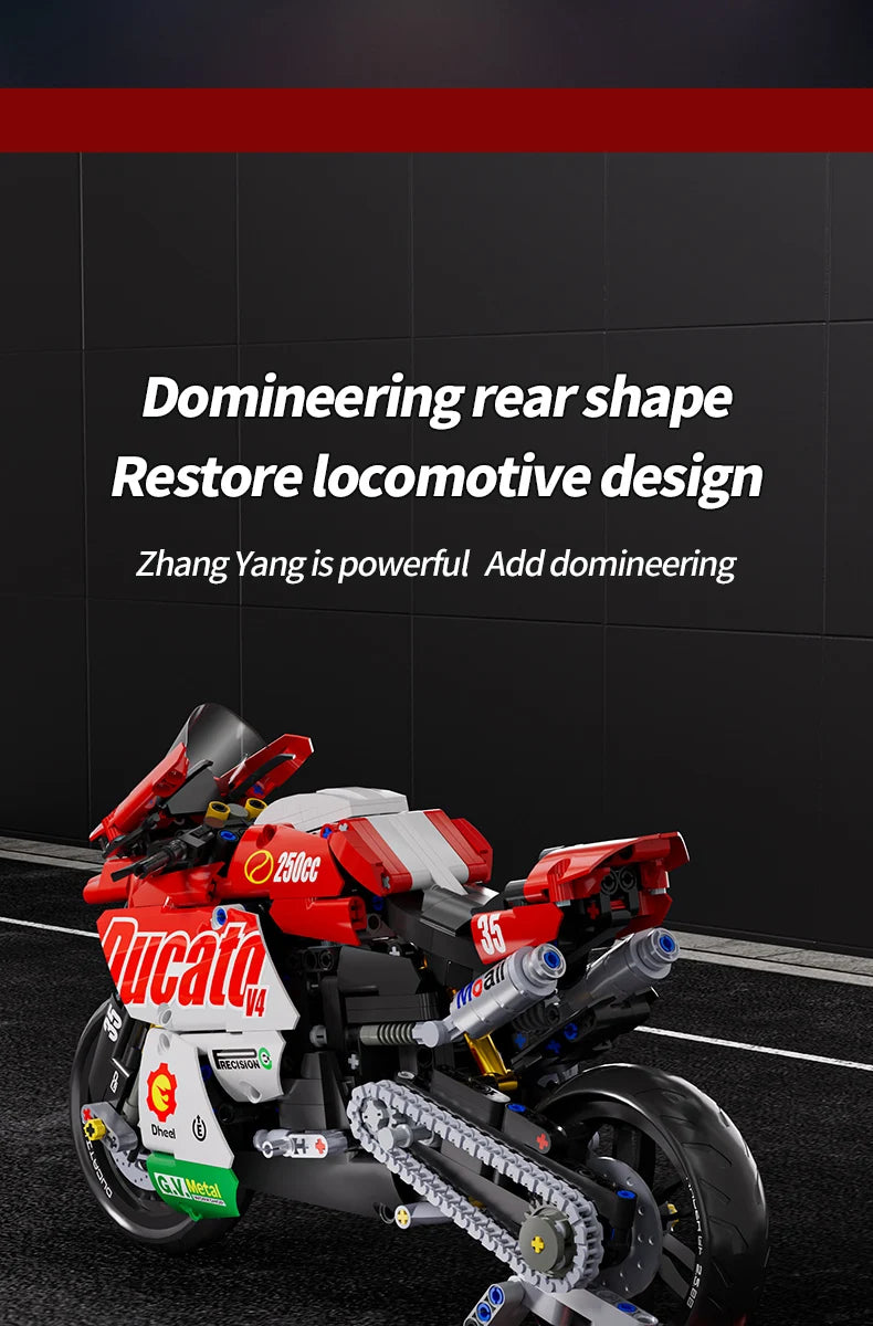800+PCS Motorcycle Building Blocks Set Super Motorbike 1:10 Model Kit Technical Racing Kid Assembled Toy Gift For Boys And Girls
