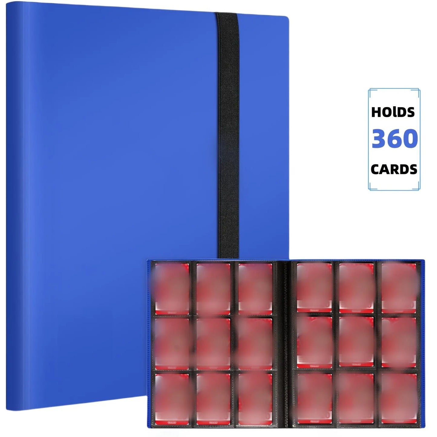 Premium 9-Pocket Polypropylene Trading Card Binder, Holds 360 Cards, Side-Loading Pockets, Elastic  Durable Collectors Album