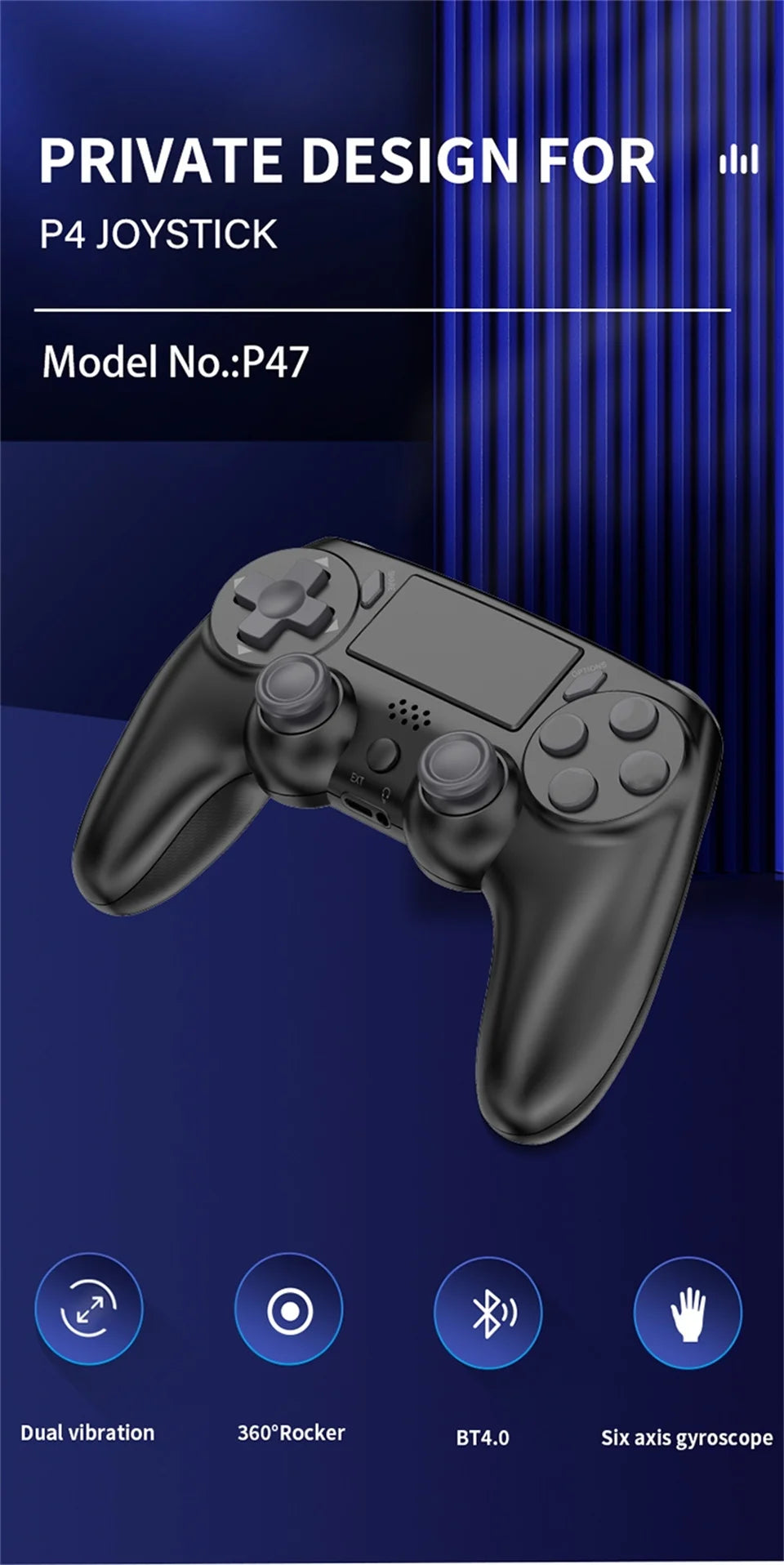 GAMINJA Wireless Gamepad with Six Axis Gyros Dual Vibration Game Controller For PS4 PS3 Game Console Windows 7 8 10 PC Joystick