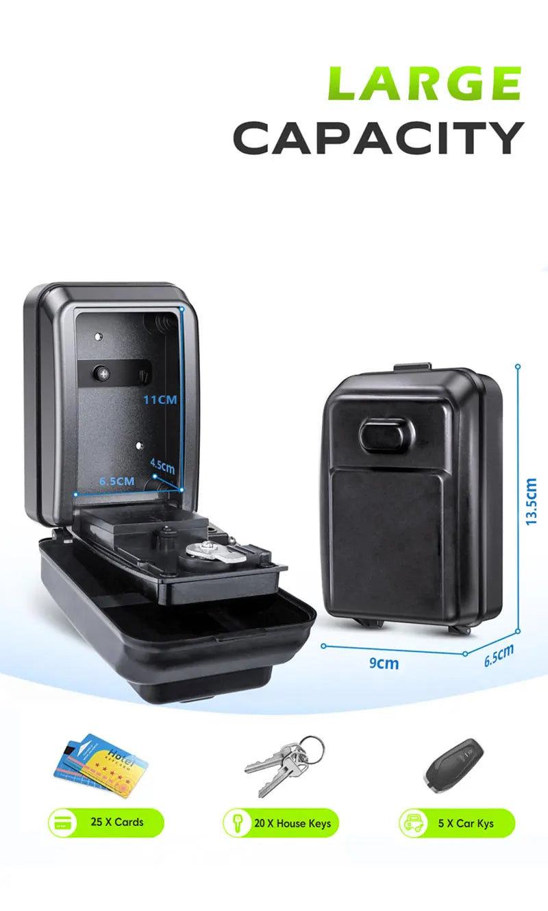 Tuya/TTlock Smart Key Lock Box Fingerprint Wall Mounted Aluminum Alloy Key Safe Box Waterproof With Code Key Storage Lock Box