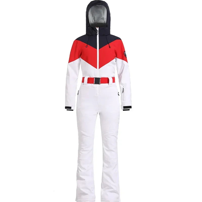 2025 Winter Overalls Women Slim Fitting Ski Suit Outdoor One-Piece Jumpsuits Wind Proof Waterproof Skiing Set Snowfield Clothing