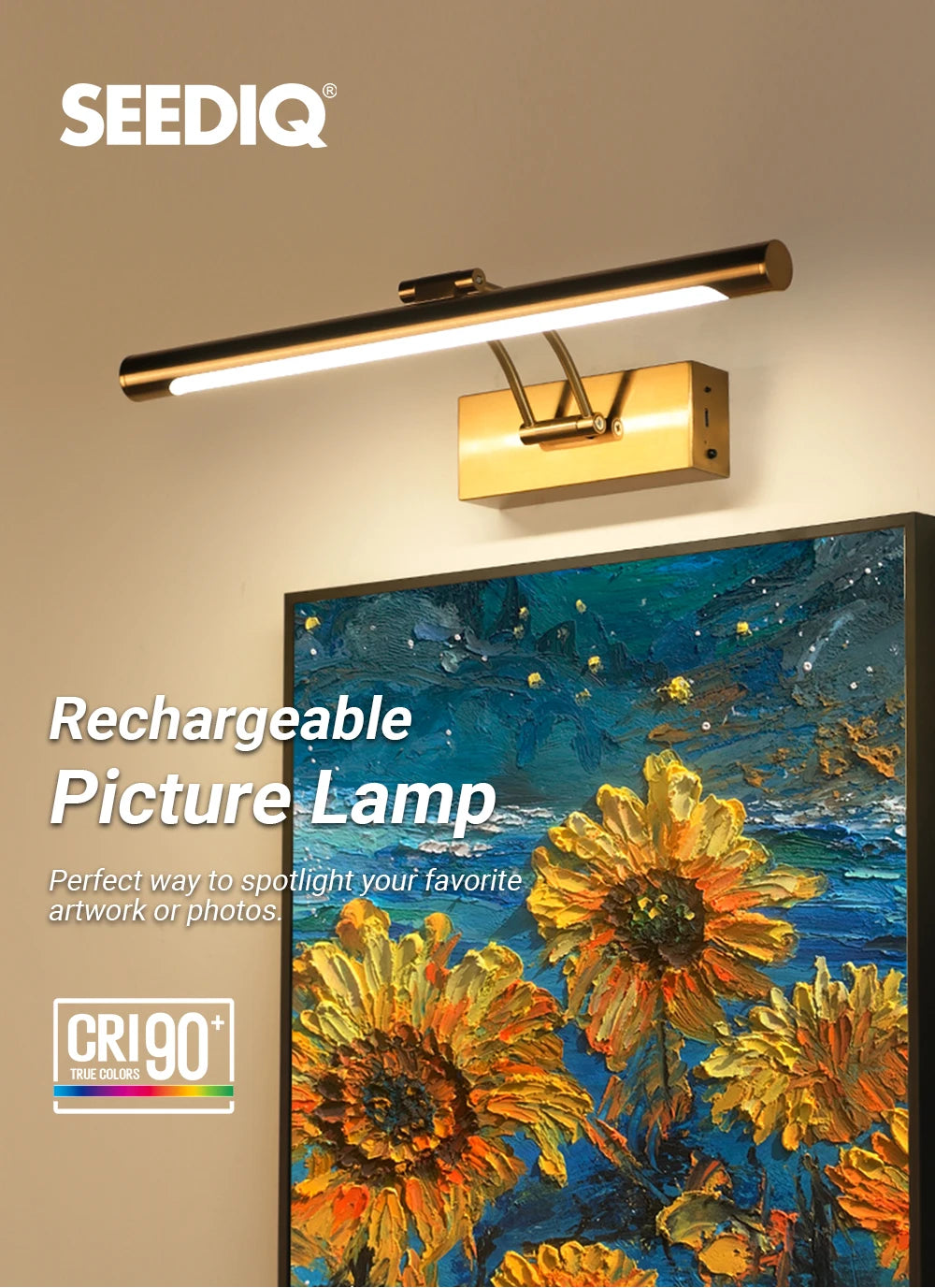 Rechargeable LED Wall Lamp 40CM Wireless Lamp 4400mAh Picture Light with Remote Control Interior Wall Light