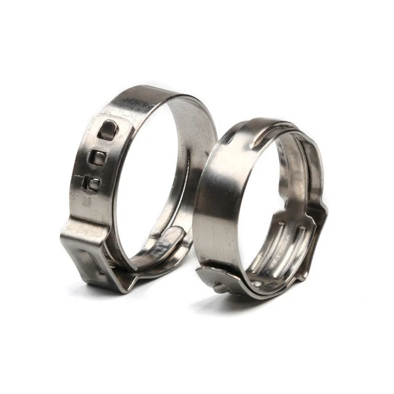 130pcs Single Ear Stepless Hose Clamps +1PC Hose Clip Clamp Pliers 7-21mm 304 Stainless Steel Hose Clamps Cinch Clamp Rings