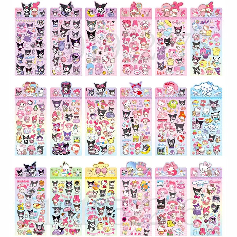 20pcs Sanrio Cartoon Sticker Pochacco Kuromi Melody Kitty Kawaii Stickers Student Stationery Supplies Birthday Gifts Wholesale