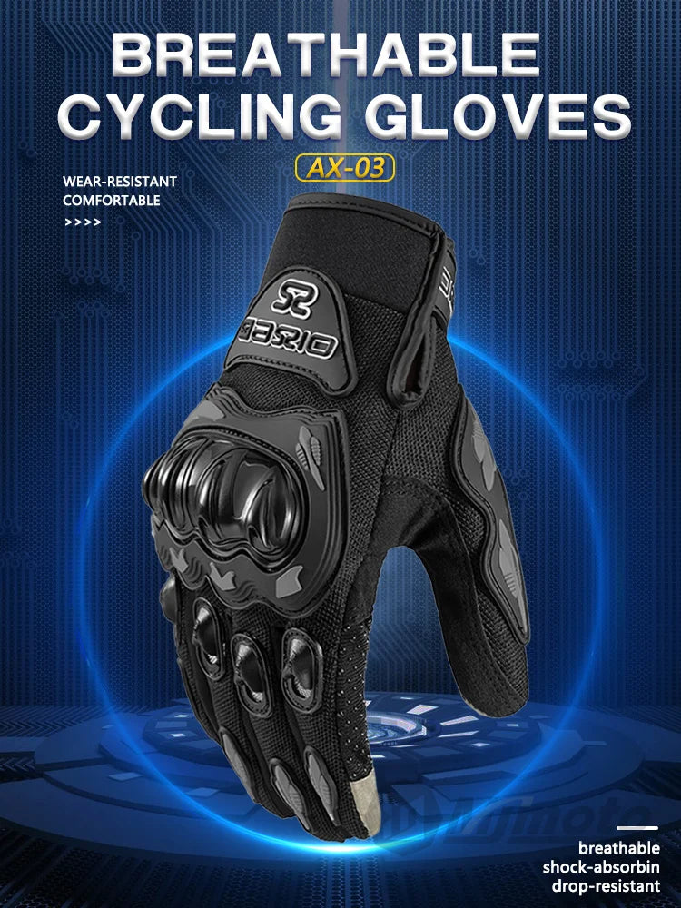 Summer Breathable Full Finger Motorcycle Gloves Non-slip Wear-resistant Motocross Racing Gloves Touch Screen Moto Biker Gloves