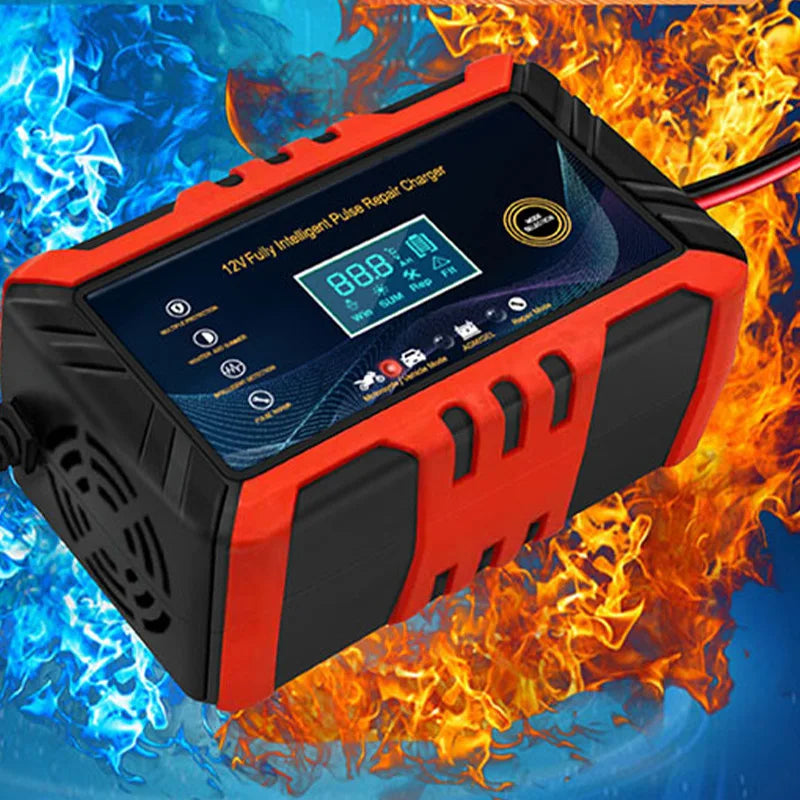 Car Battery Charger Intelligent Pulse Repair LCD Display 12V Car Battery Motorcycle Battery Charging Battery Repair Charger