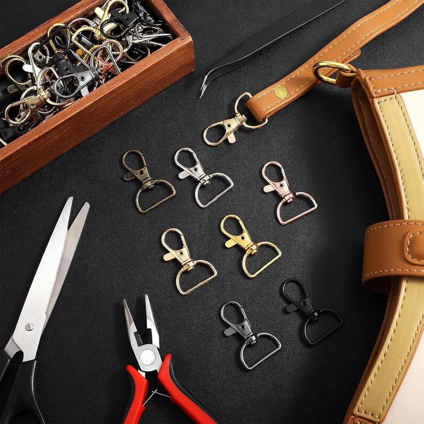 10pcs Swivel Clasps Snap Hooks Metal D Ring Key Chain Clip Hooks Lobster Key Chain DIY Making Accessories for Purse Handbag