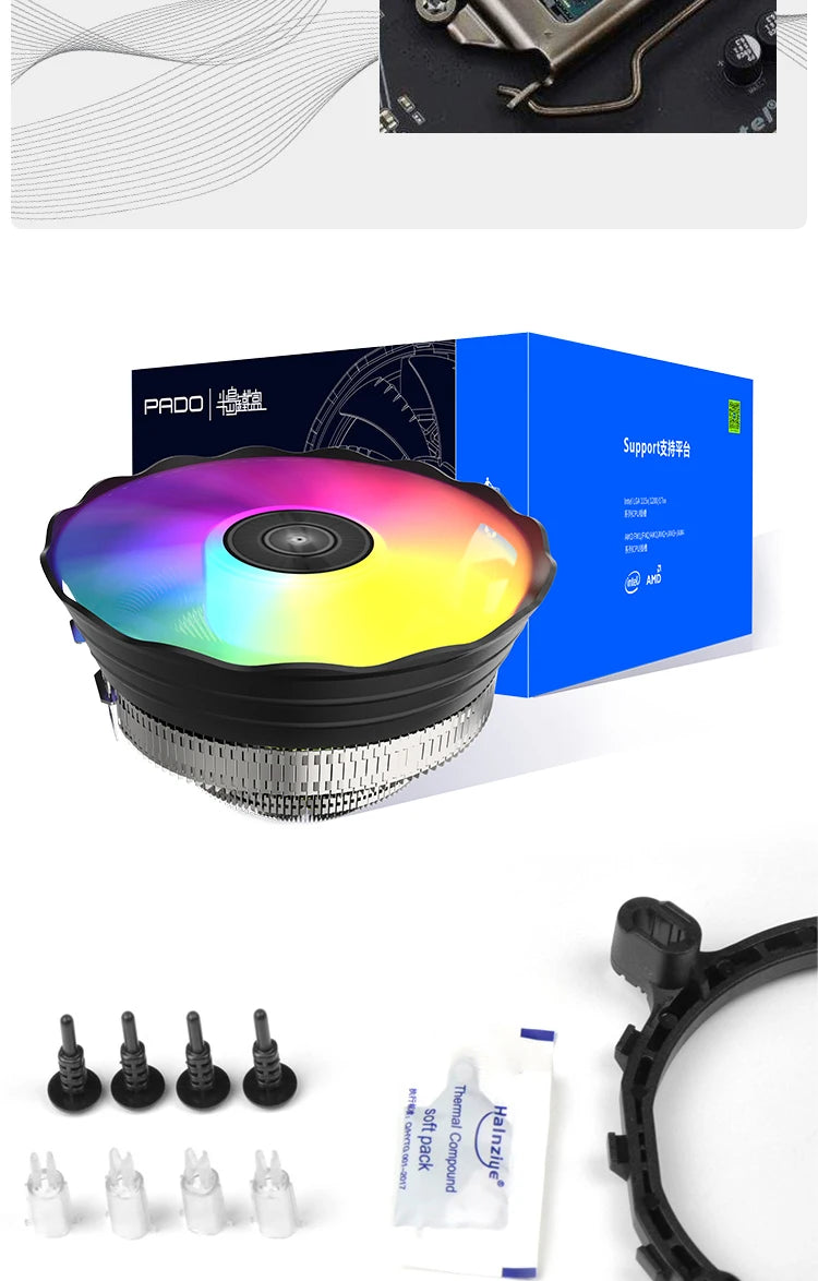 Aigo S3 CPU Cooling Processor Air Cooler Fan RGB PWM Hielera Intel LGA 1155 1700 1200 1151 AMD AM3 AM4 PC Gamer Led Fan 120mm