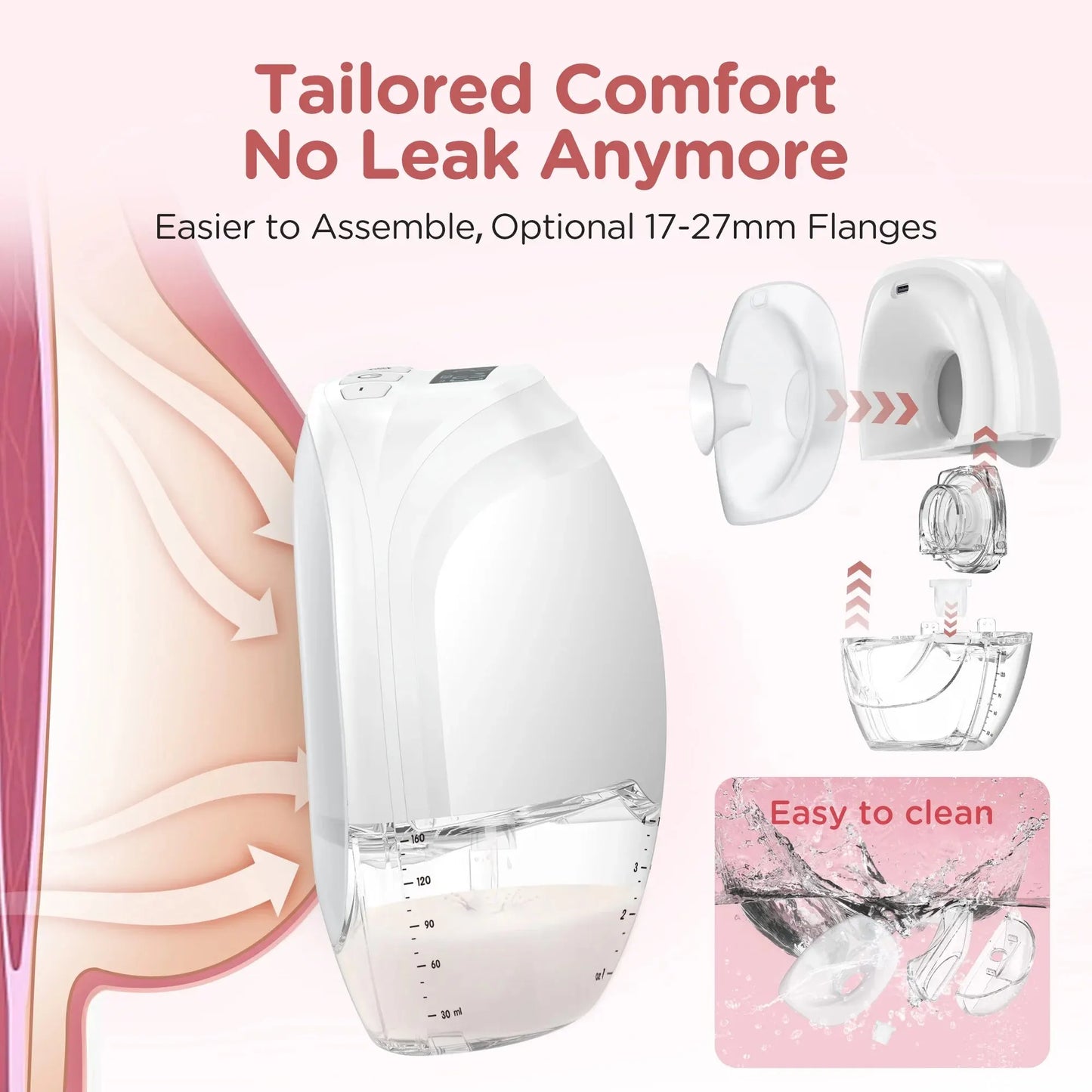 Electric Breast Pumps, Hands Free 12 Levels & 3 Modes Wearable Breastpump Leak-Proof BPA Free Painless Low Noise Breastfeeding