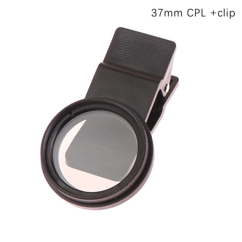 Clearance_Universal With Clip Portable Professional Phone Polarizer Wide Angle Lens 37/52MM CPL Filter Circular Camera Black Acc