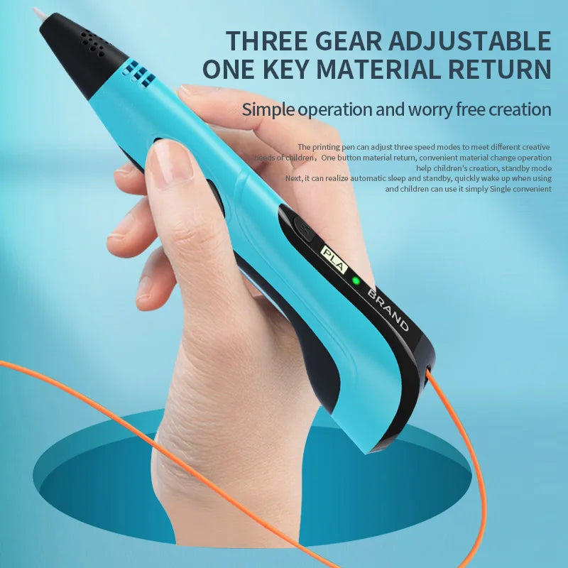 2024 New 3D Printing Pen 3D Pen for Children with Power Adapter 50M PLA Filament Travel Case Birthday Christmas Gift for Kids