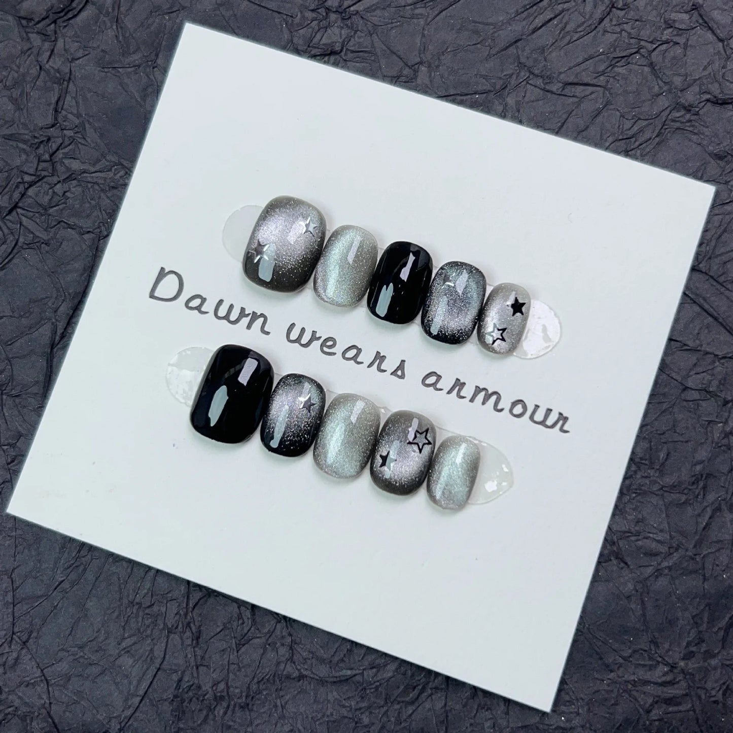 Handmade Fake Nails Pink Press on Nails Short Nail Tips Decorated Glitter Nail Art Cat-Eye Design Bling False Nails in Box