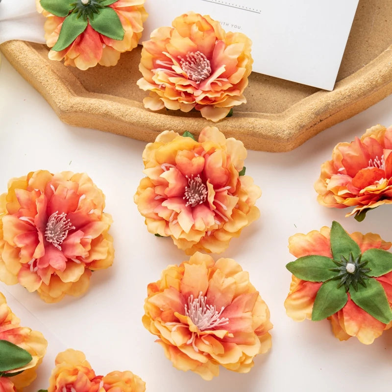 5/10pcs Artificial Flower Silk Peony Scrapbook Diy Home Vase Christmas Wreath Wedding Wall Decoration Garden Arch Accessories