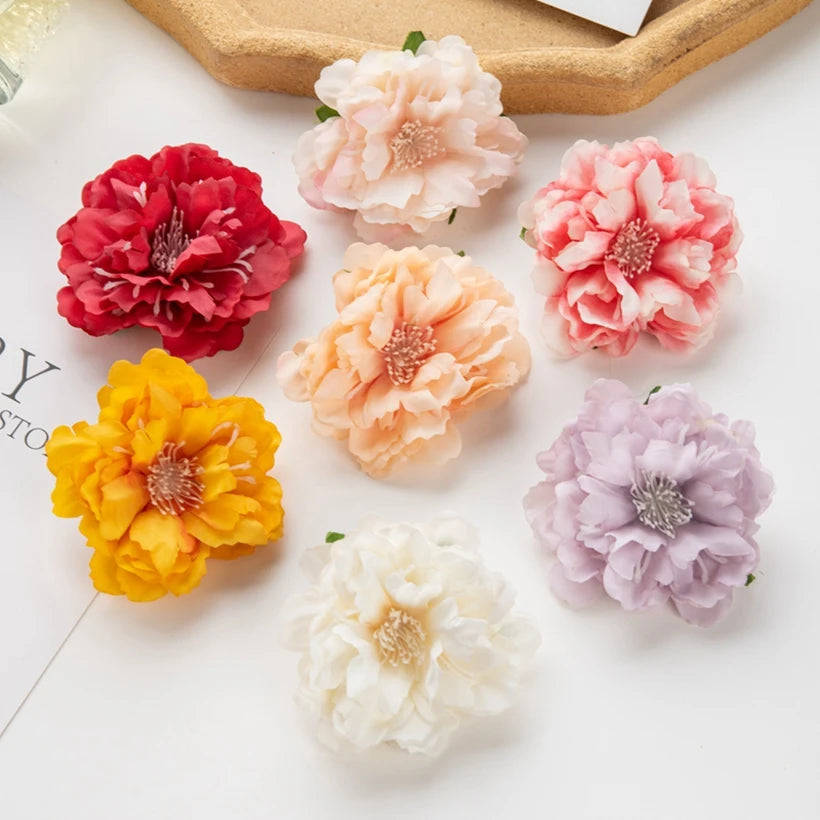 5/10pcs Artificial Flower Silk Peony Scrapbook Diy Home Vase Christmas Wreath Wedding Wall Decoration Garden Arch Accessories