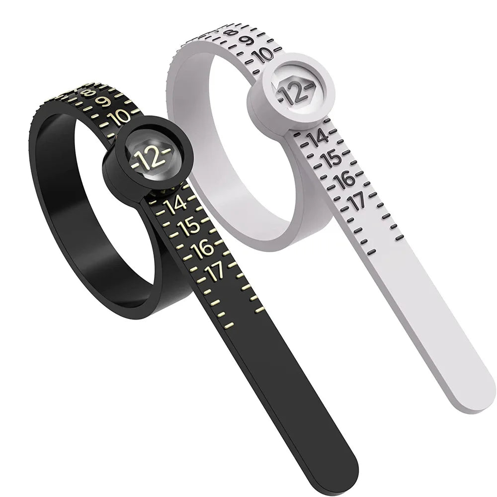 Ring Ruler Ring Measuring Tape Ring Measuring Tool Annular Coil Finger Size Filter with Magnifying Glass US UK EU HK Size