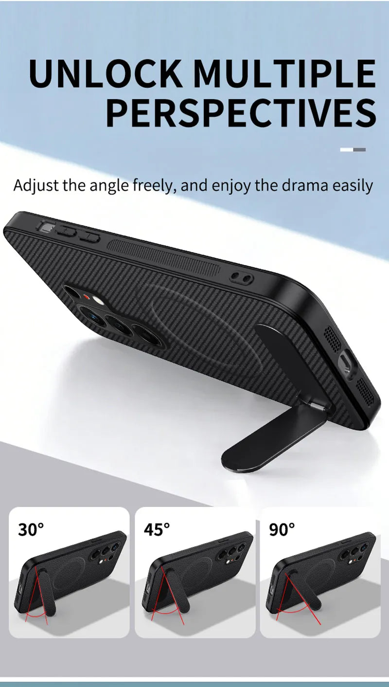 For Tecno Camon 50 40 Pro Plus Case Carbon Fiber Texture Magnetic Bracket PC Cover For Tecno Camon 40C Shockproof Bumper Funda