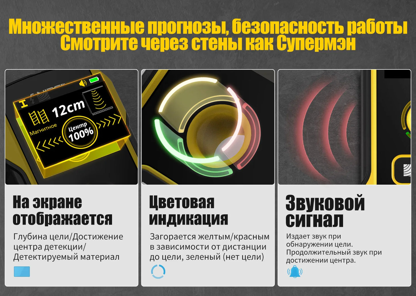 FNIRSI WD-02 Русская версия Металлоискатель Настенный сканер  Кабель Провода Металл Деревянный Стержень Найти