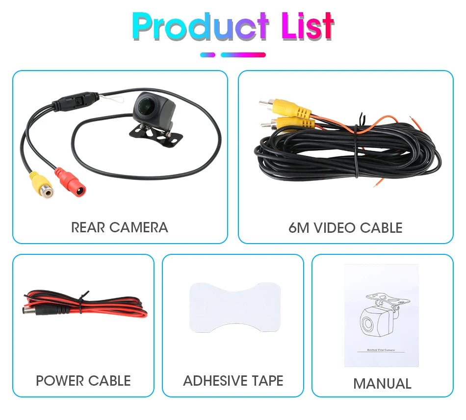 1080P Waterproof Vehicle Camera with Night Vision for Rear View Universal Backup Camera Car Monitor Head Unit Audio Reverse Cam