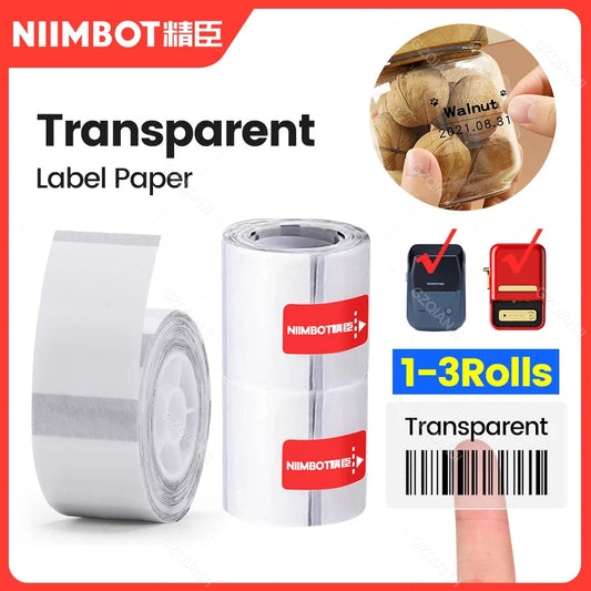 Niimbot B21 B3S Sticker Thermal Label Printer Paper Roll Transparent Waterproof Category Barcode Price Size Name Label Paper