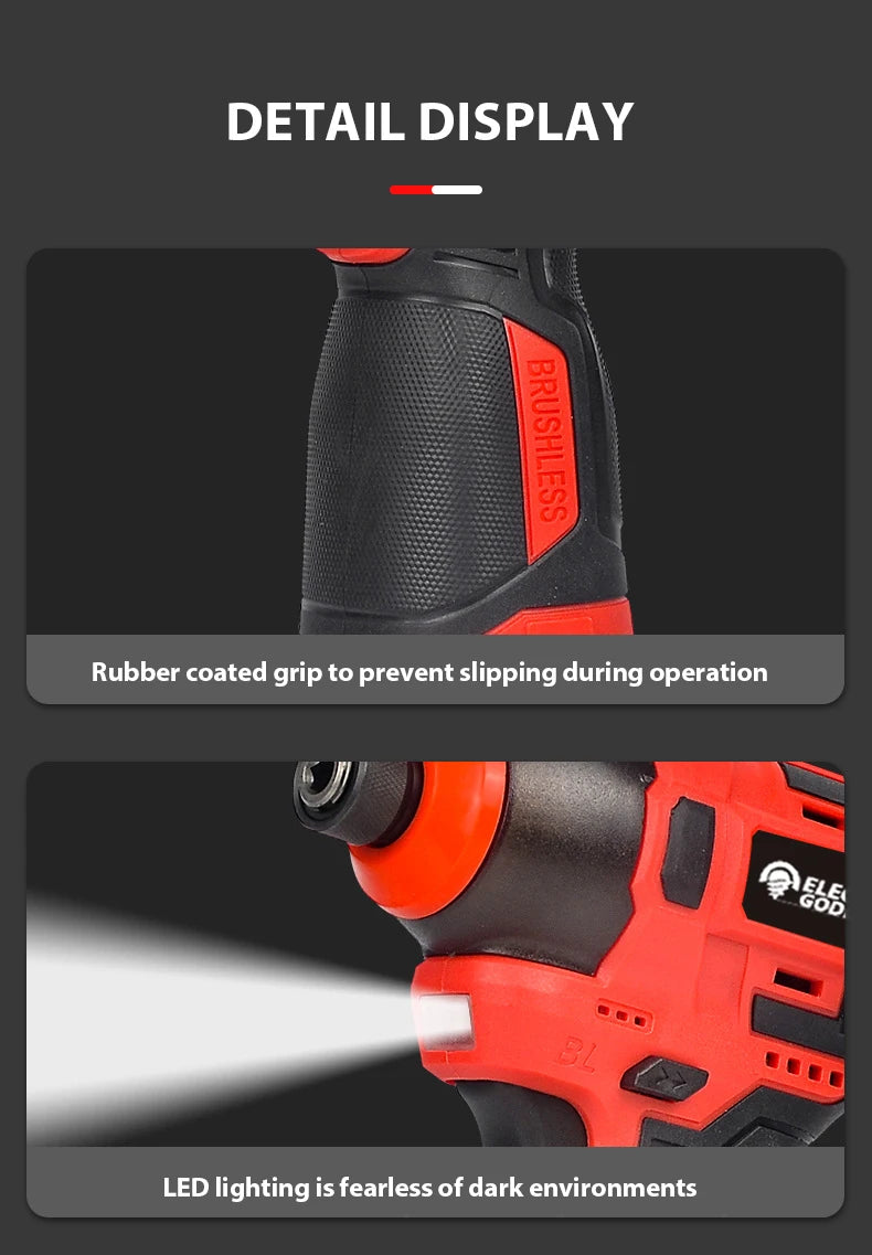 Electric Goddess Brushless Electric Screwdriver with 18V Lithium Battery Cordless Drill Screw 1500mAh  Rechargeable Power Tools