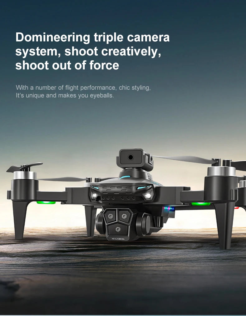 New KY605S Screen Controlled Drone 8K Three HD Camera Brushless Motor Obstacle Avoidance Foldable Quadcopter Dron RC Toys Gifts