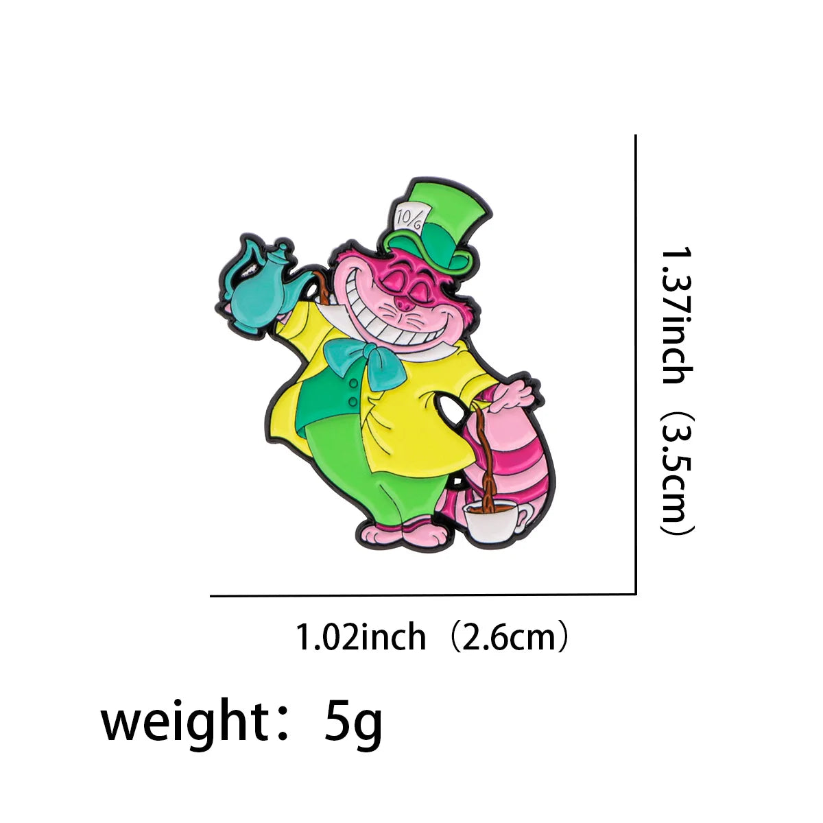 Cheshire Cat Enamel Pin Alice in Wonderland Brooch Pines Lapel Pins Badges on Backpack Clothing Accessories Fashion Jewelry Gift