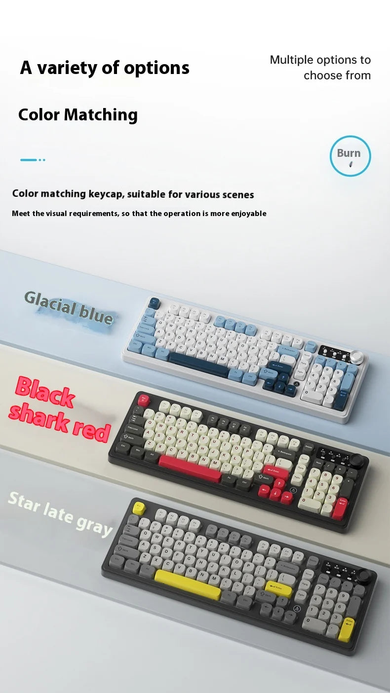 Ajazz Af98 Wireless Bluetooth Three-Mode Keyboard E-Sports Game Special Mechanical Touch Typing Office Computer Wired Keyboard