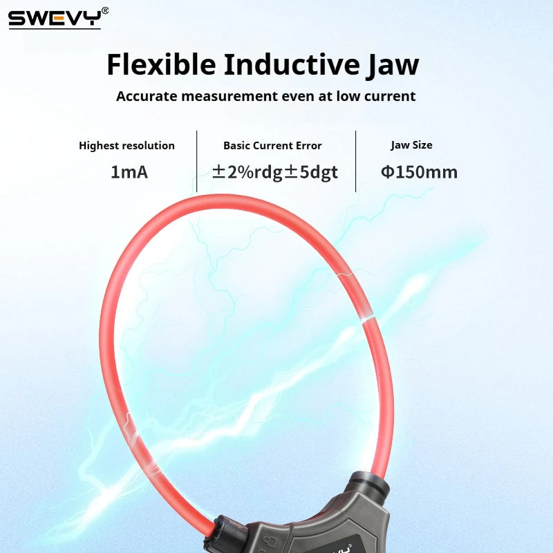 SWEVY SW1018A LCD Backlight Digital Flexible Current Clamp 0 mA - 9999A AC/DC Voltage, AC Current, and Resistance Test Multimete