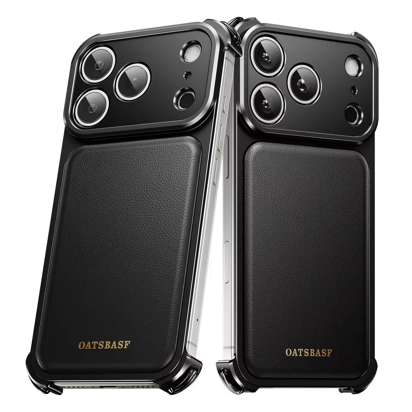 Luxury Bounce Magnetic Leather Mobile Phone Case For IPhone 17 16 Pro Max Frameless Aluminum Metal Bumper Shockproof Back Cover