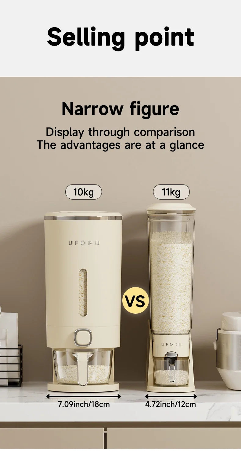 1PCS 5/10KG Sealed Rice Bucket Sealed Moisture-Proof Dispenser with Cup Grain Powder Boxes Insect-Proof Cereal Kitchen Container